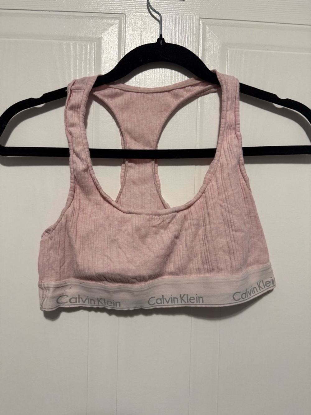 Calvin Klein Pale Pink Ribbed Racerback Bralette